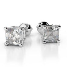 Prong Set 3 Carats Asscher Cut Natural Earth Mined Diamonds Studs Earrings WG 14K
