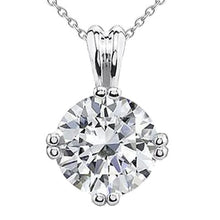 Prong Set 3.25 Ct Round Cut Real Diamond Pendant Necklace 14K White Gold