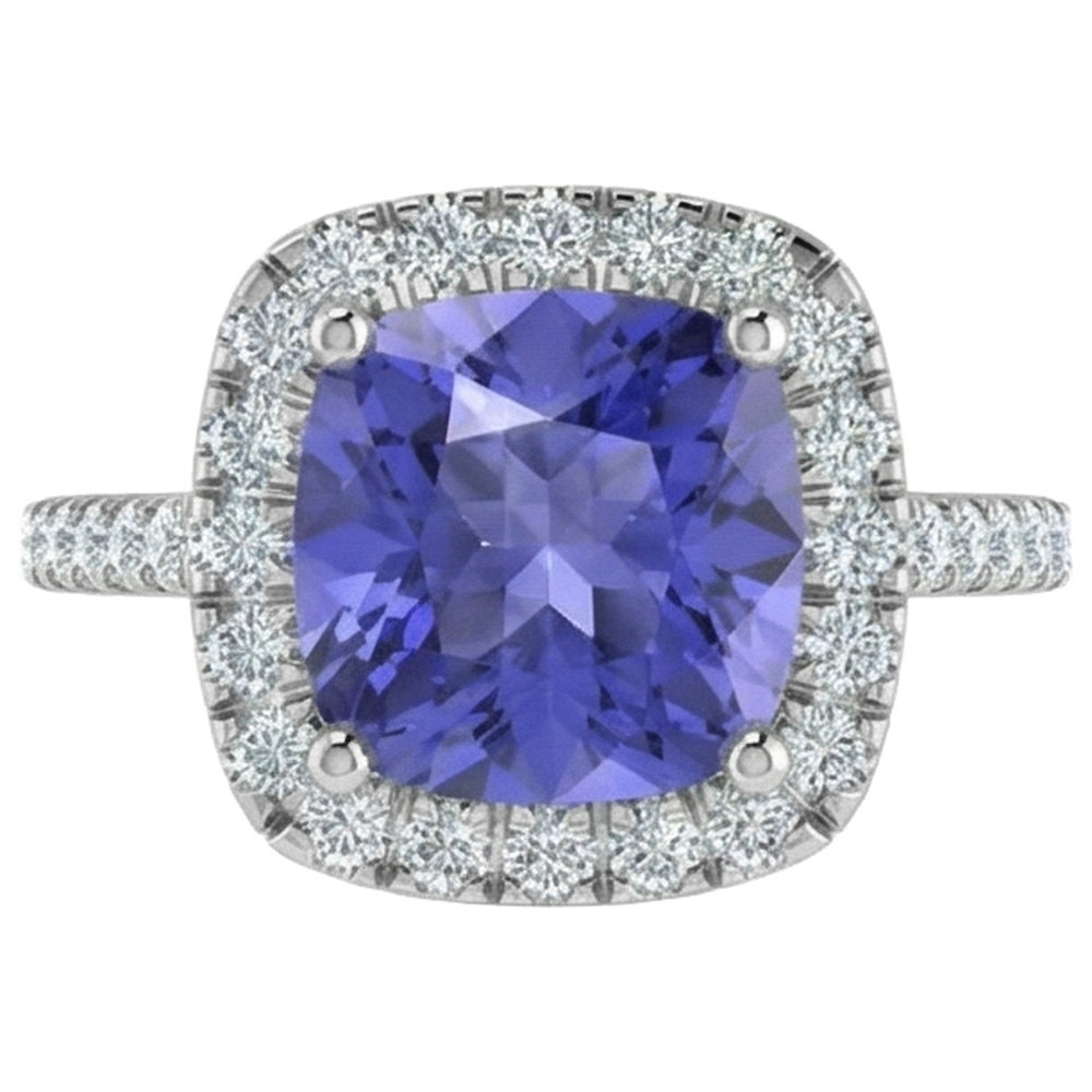 natural round tanzanite 4.50ct ring side angle