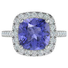 natural round tanzanite 4.50ct ring side angle