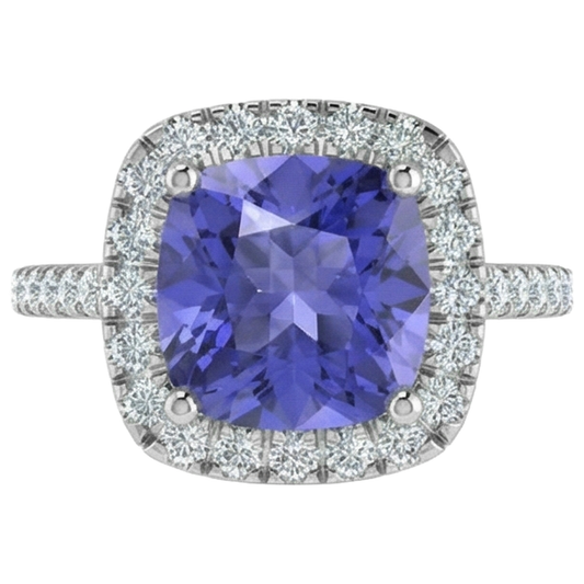 natural round tanzanite 4.50ct ring side angle