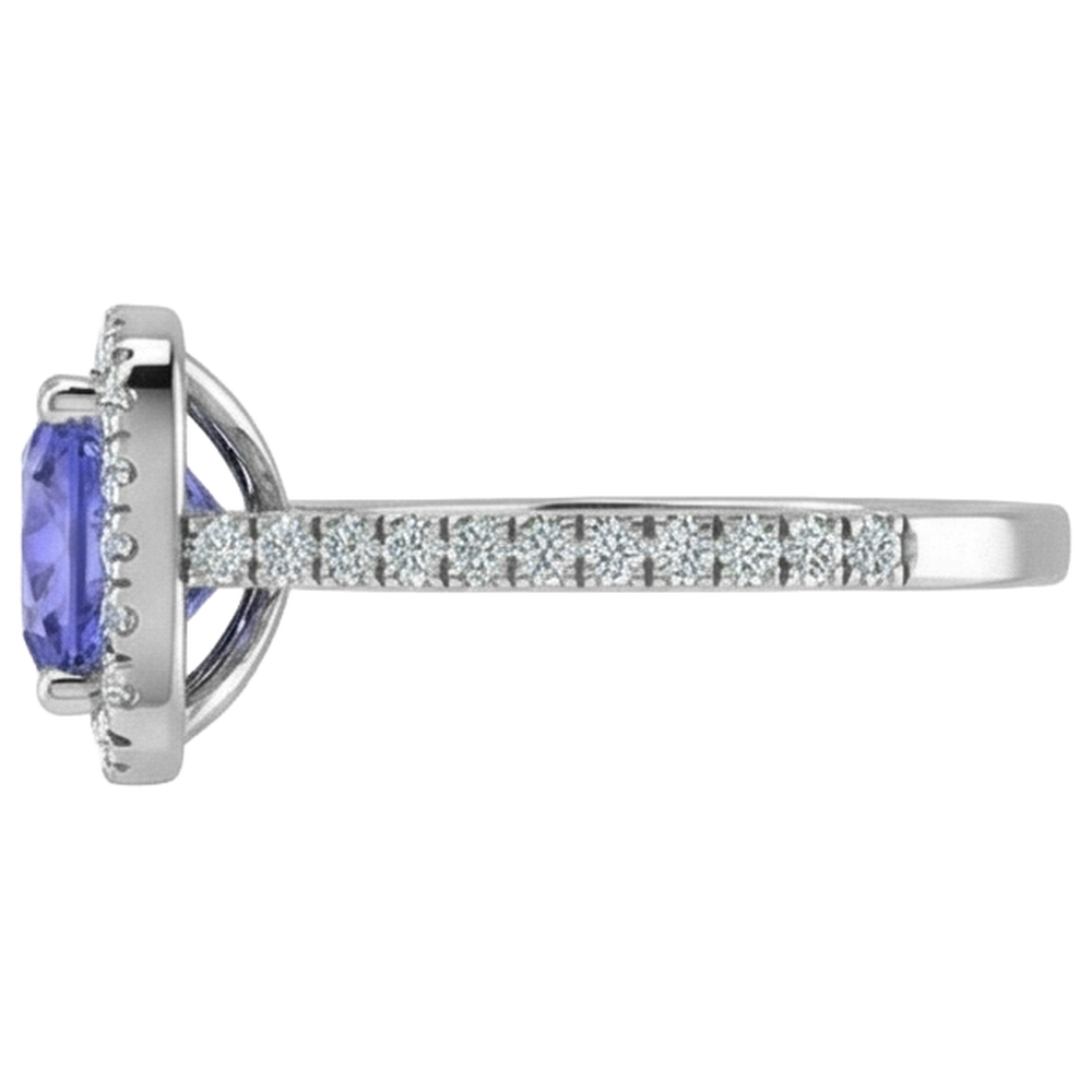 natural round tanzanite 4.50ct ring profile view