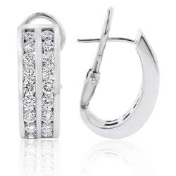 Prong Set 4.50 Carats Natural Earth Mined Diamonds Women Hoop Earrings White Gold 14K