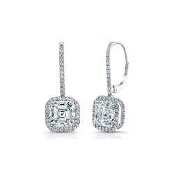 Prong Set 4.90 Carats Real Diamonds Ladies Dangle Earrings White Gold 14K