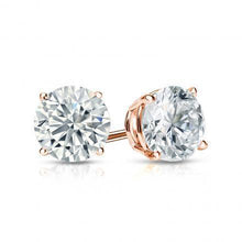 Prong Set 5.00 Carats Round Cut Genuine Diamonds Studs Earrings Rose Gold