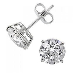 Prong Set 5.00 Carats Round Real Diamonds Women Stud Earrings White Gold