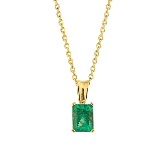 Prong Set 8 Carats Radiant Cut Green Emerald Gemstone Pendant