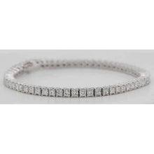 Prong Set 9 Carat Princess Real Diamonds Tennis Bracelet White Gold