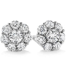 Prong Set Brilliant Cut 4.80 Ct. Natural Diamonds Studs Halo Earrings 14K Wg