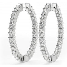 Prong Set Brilliant Cut Real 4 Carat Diamonds Hoop Earrings White Gold