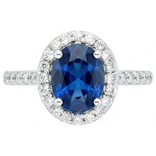 Prong Set Ceylon Sapphire Natural Earth Mined Diamonds 1.90 Ct Wedding Ring White Gold 14K