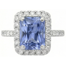 Prong Set Ceylon Sapphire With Natural Earth Mined Diamonds 4 Ct Ring White Gold 14K