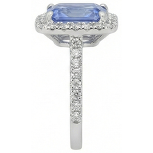 Prong Set Ceylon Sapphire With Natural Earth Mined Diamonds 4 Ct Ring White Gold 14K