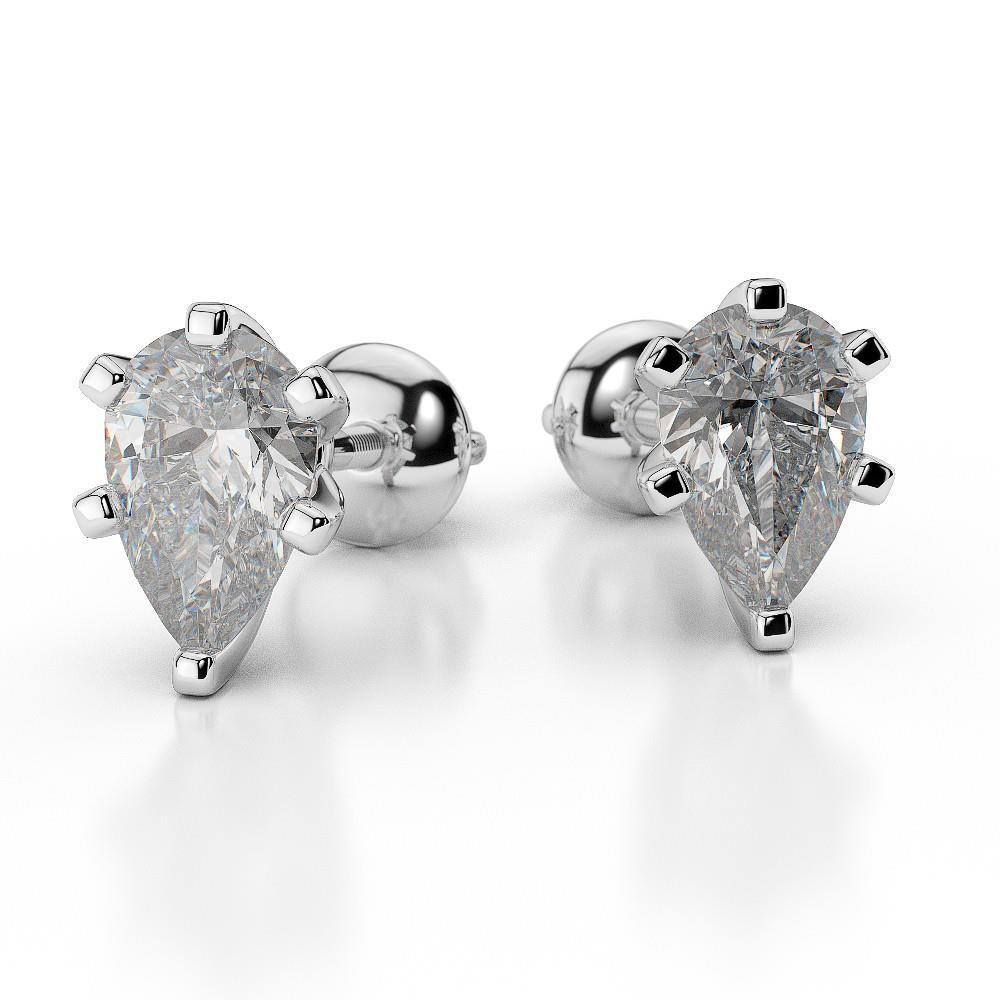 Prong Set F Vs1 4.00 Ct Genuine Diamonds Women Studs Earrings White Gold