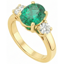 natural round emerald 5.25ct ring close up detail