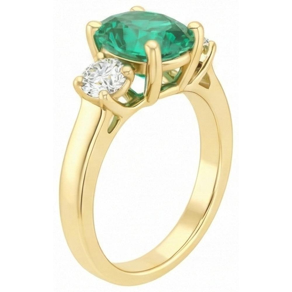 natural round emerald 5.25ct ring profile view