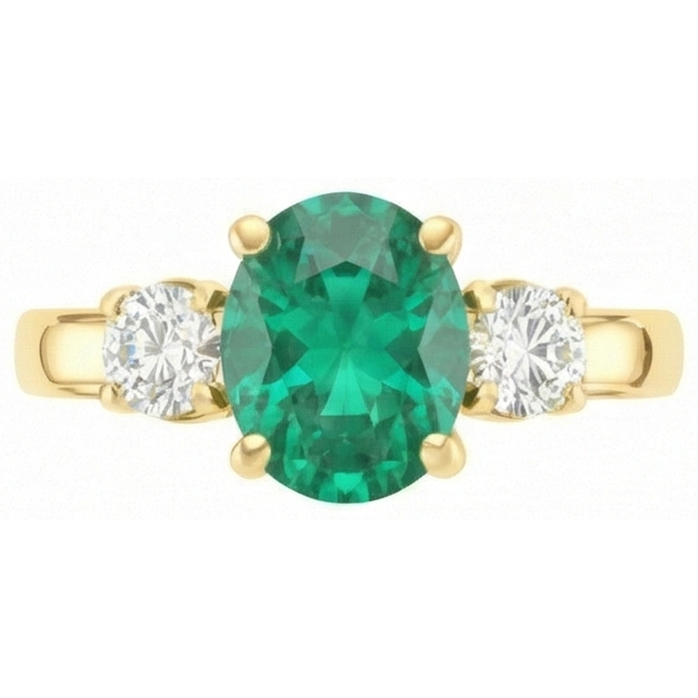 natural round emerald 5.25ct ring side angle