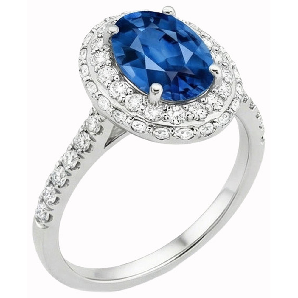natural round sapphire 3.70ct ring front view
