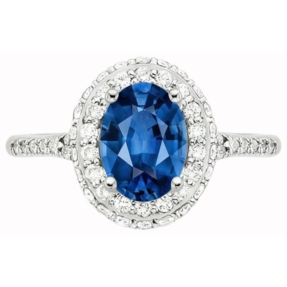 natural round sapphire 3.70ct ring close up detail