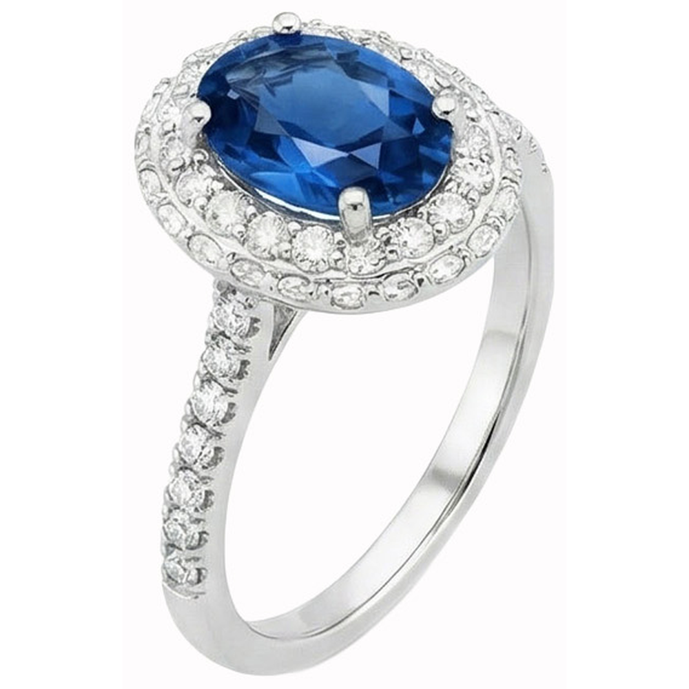 natural round sapphire 3.70ct ring top view