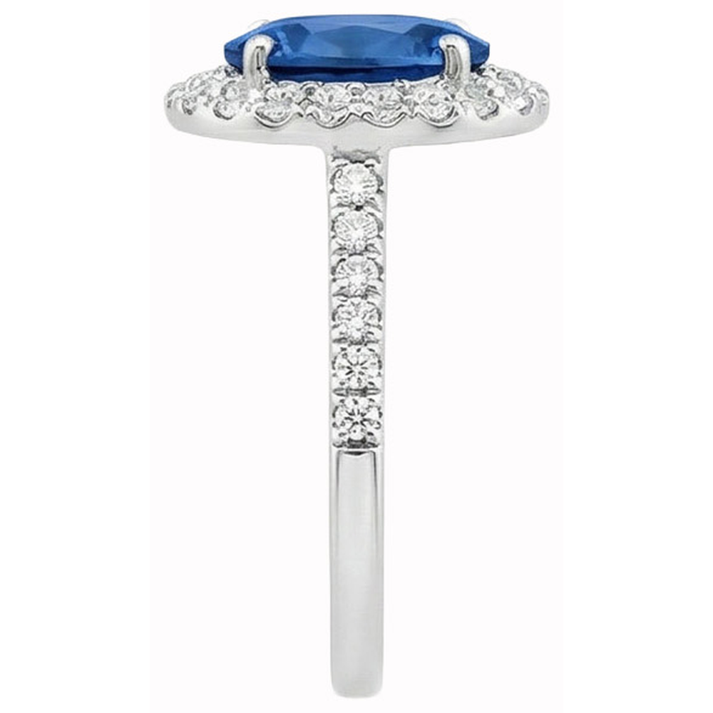 natural round sapphire 3.70ct ring profile view