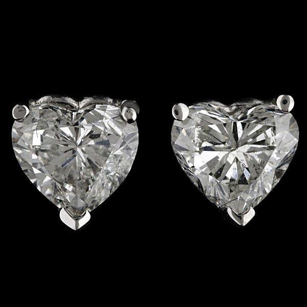Prong Set Heart Cut Real Solitaire Diamond Stud Earring Solid Gold Jewelry