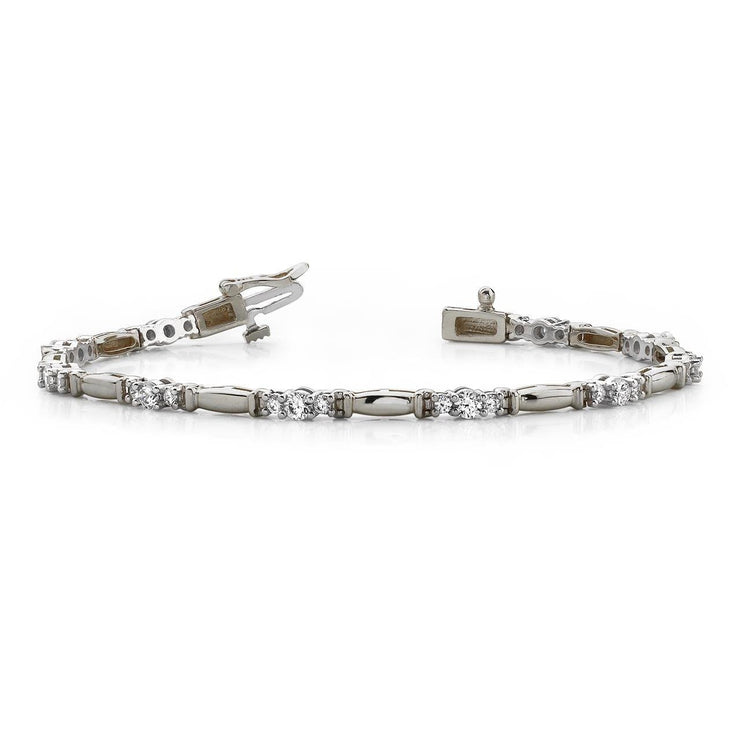 Prong Set Ladies Round Cut Natural Diamond Tennis Bracelet White Gold 4 Ct