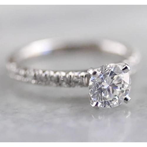 Prong Set Natural Diamond Engagement Ring White Gold 2 Carats White Gold 14K 