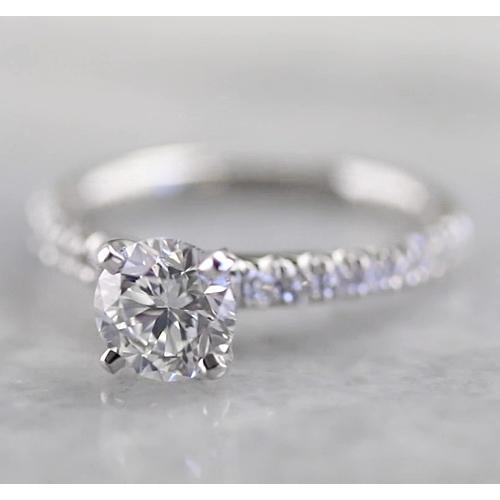 Prong Set Natural Diamond Engagement Ring White Gold 2 Carats White Gold 14K 3