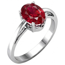 Prong Set Oval Cut 2 Carat Red Ruby Ring 14K WG