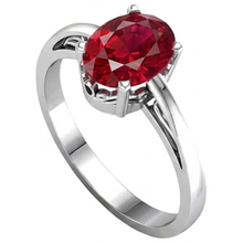 Prong Set Oval Cut 2 Carat Red Ruby Ring 14K WG