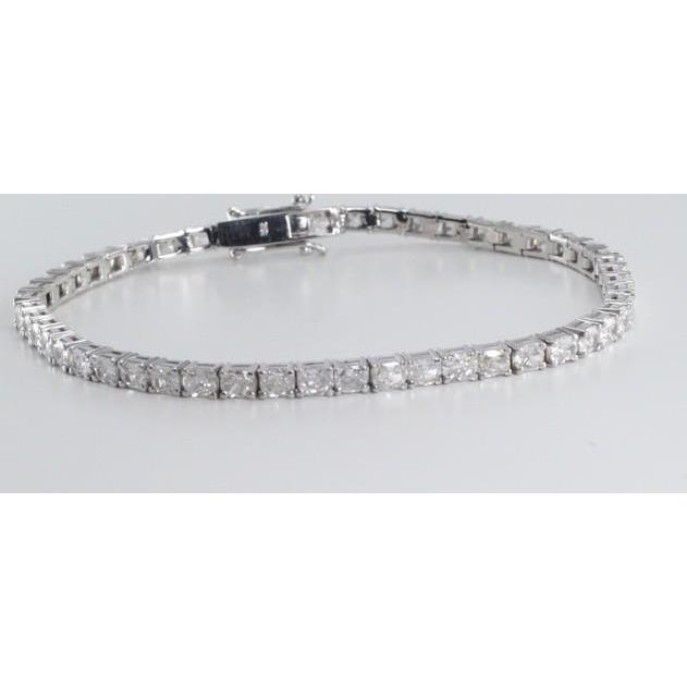Prong Set Radiant Cut 7.50 Carats Real Diamonds Tennis Bracelet WG14K
