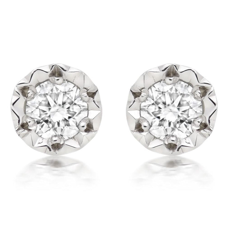 Prong Set Real 3 Ct Round Cut Diamonds Women Stud Earring White Gold 14K