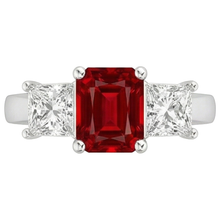 Prong Set Red Ruby And Natural Earth Mined Diamonds 4.00 Carats Ring 14K Gold