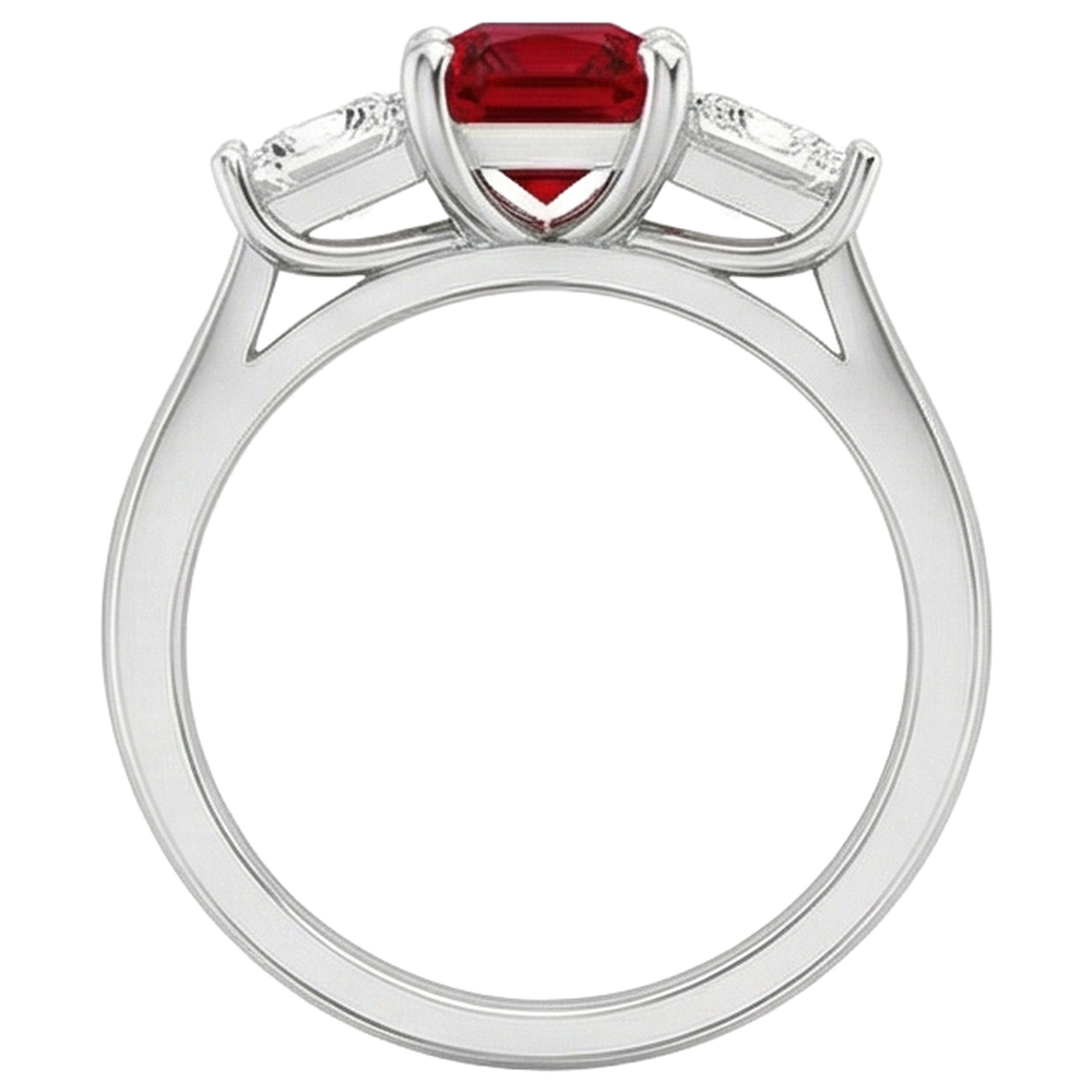 Prong Set Red Ruby And Natural Earth Mined Diamonds 4.00 Carats Ring 14K Gold