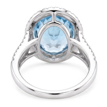 Prong Set Round Cut 12 Ct Aquamarine And Natural Earth Mined Diamonds Ring Gold White