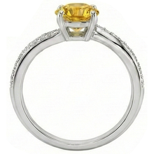 Prong Set Round Cut 3.50 Ct Yellow Sapphire With Natural Earth Mined Diamonds Ring
