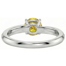 Prong Set Round Cut 3.50 Ct Yellow Sapphire With Natural Earth Mined Diamonds Ring