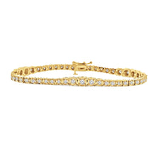 Prong Set Round Cut 3 Carats Small Natural Diamonds Bracelet Gold Yellow