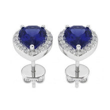 Prong Set Sapphire & IGI CERTIFIED Diamonds 5.20 Carats Lady Studs White Gold 14K