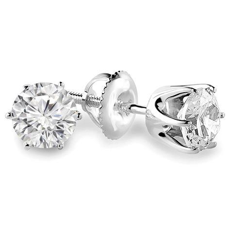 Prong Set Solitaire Round Brilliant Cut Real 0.74 Ct Diamond Studs Earring