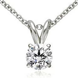 Prong Set Solitaire Round Cut Natural Diamond Pendant White Gold 14K 1 Ct