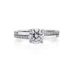 Prong Set Solitaire With Accent 2.20 Ct Real Diamonds Ring 14K White Gold