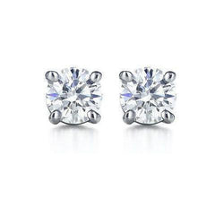 Prong Set Sparkling 1.50 Carats Real Diamonds Studs Earrings 14K White Gold