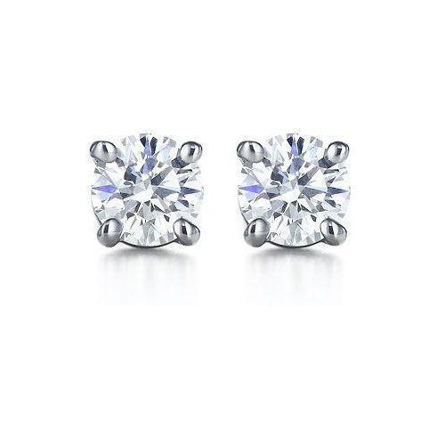 Prong Set Sparkling 1.50 Carats Real Diamonds Studs Earrings 14K White Gold