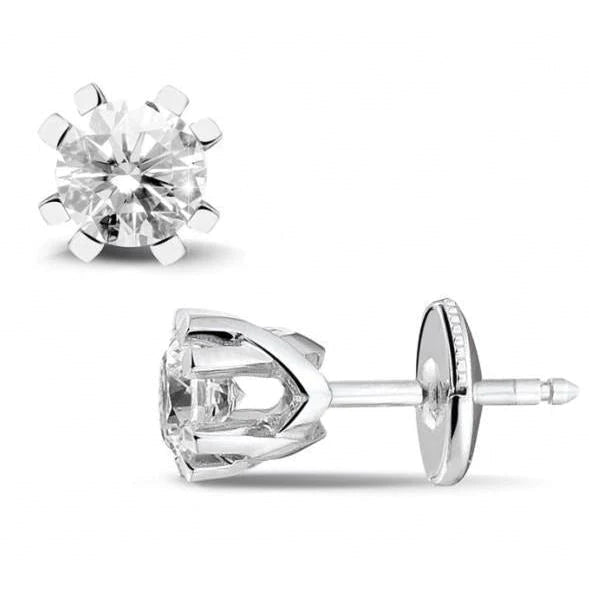 Prong Set Sparkling 3.20 Ct Round Cut Real Diamonds Women Studs Earrings
