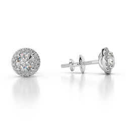 Prong Set Sparkling 3.50 Carats Real Diamond Lady Stud Earrings White Gold