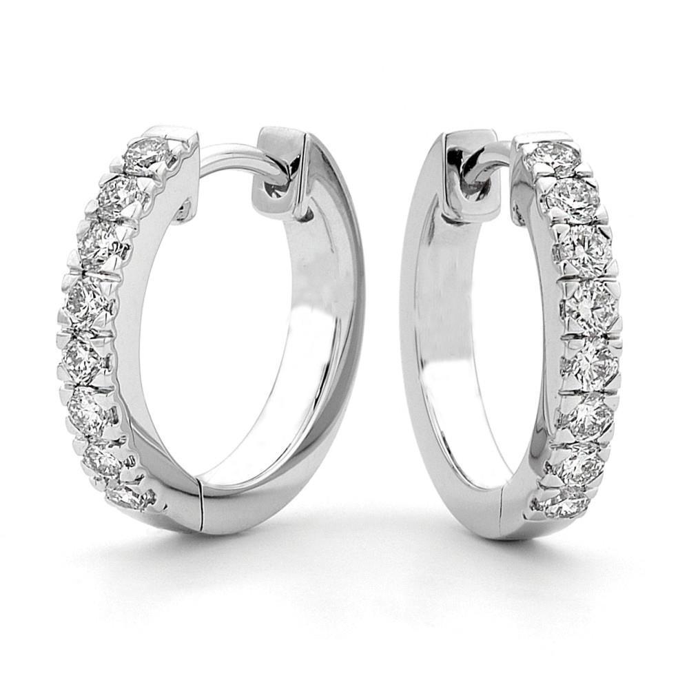 Prong Set Sparkling 4 Ct Natural Diamonds Hoop Earrings Gold White 14K