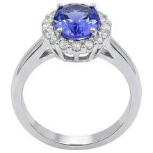 natural round tanzanite 3.70ct ring top view