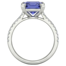 Prong Set Tanzanite And Natural Earth Mined Diamonds 3.80 Carats Ring White Gold 14K